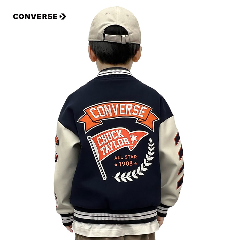 converse匡威儿童装男女童棒球服夹克2024春季新款中大童时尚外套