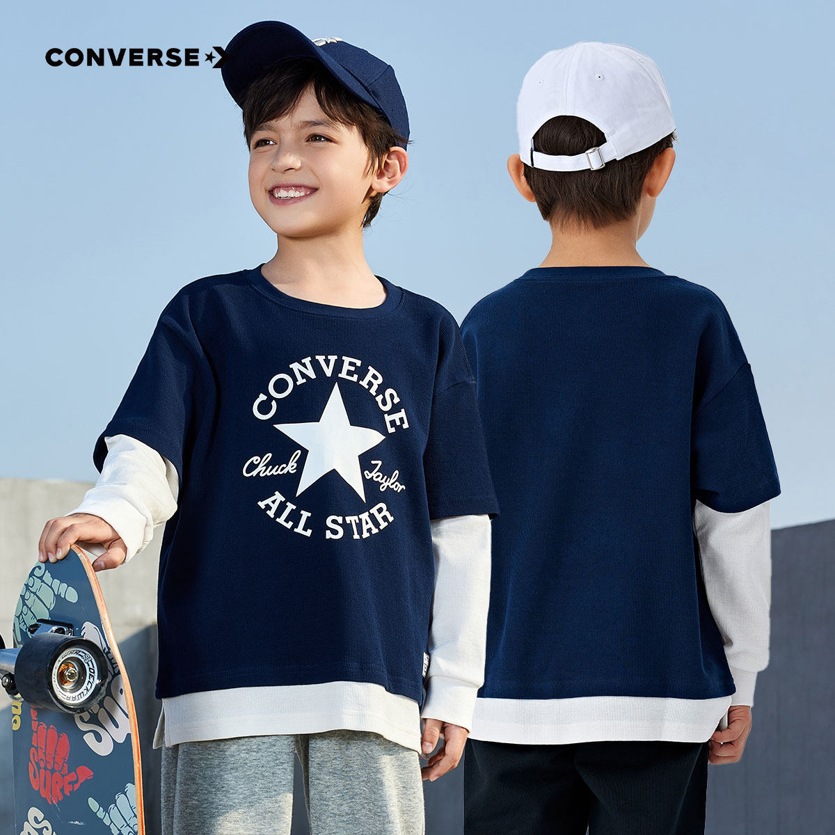 匡威儿童长袖T恤新款春款纯棉上衣