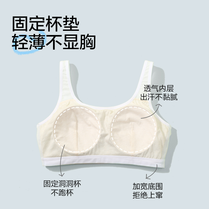 胖女童加大码发育期少女内衣初中高中生学生文胸15岁运动防震背心 - 图1