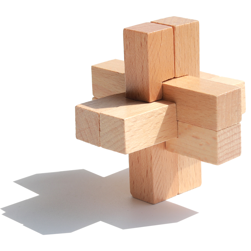 六通一代 鲁班锁6通孔明锁大号榉木幼儿园儿童动脑玩具单个六根木 - 图3