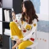 Bộ đồ ngủ cho bà bầu bằng vải cotton mùa hè sau sinh ra mùa xuân và mùa thu cho con bú cho con bú - Giải trí mặc / Mum mặc