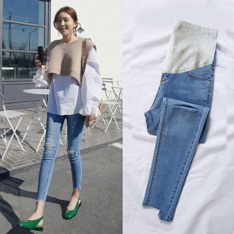 外穿时尚九分矮个子潮妈孕妇裤子 沐月母婴孕妇打底裤