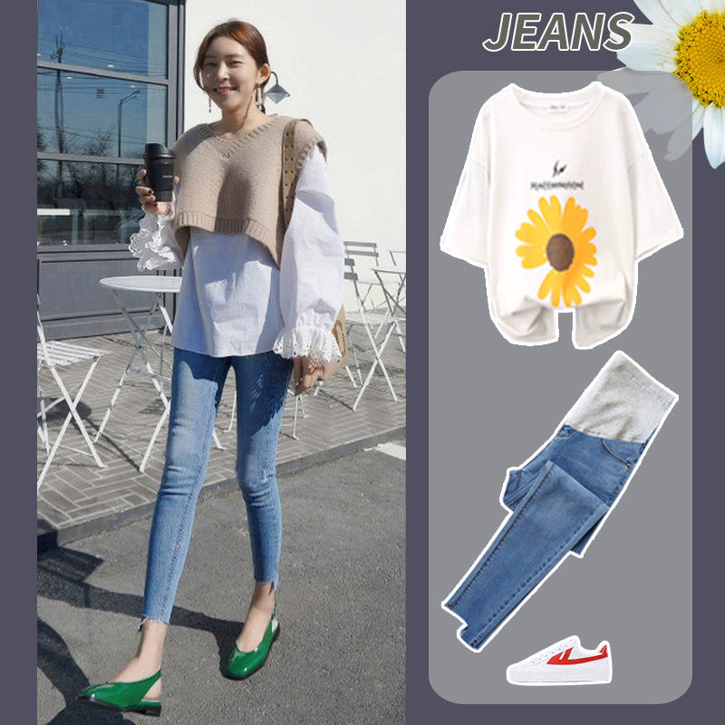 孕妇裤子外穿黑色小脚潮妈打底裤 沐月母婴孕妇打底裤