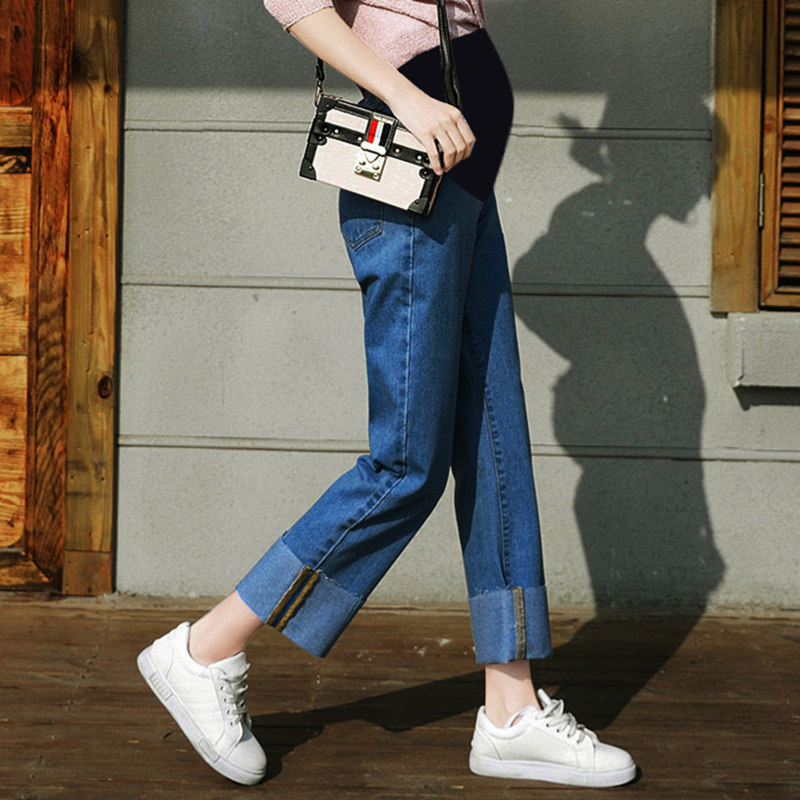 直筒阔腿裤外穿宽松潮妈孕妇裤子 沐月母婴孕妇阔腿裤