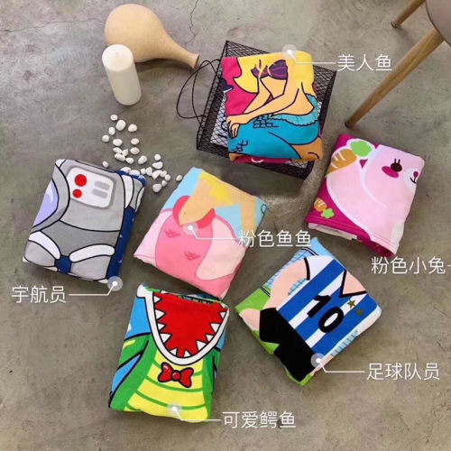 儿童可穿式沙滩浴巾斗篷连帽超细纤维吸水浴袍速干洗澡擦身沐浴巾 - 图1