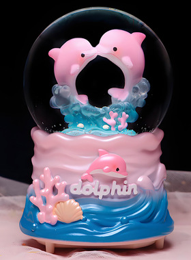海豚水晶球音乐盒儿童生日礼物