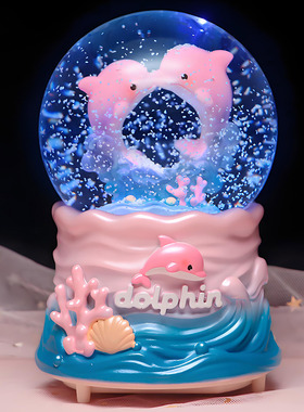 线条小狗水晶球儿童女生日礼物