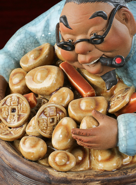 礼品客厅摆件石湾陶瓷招财中式