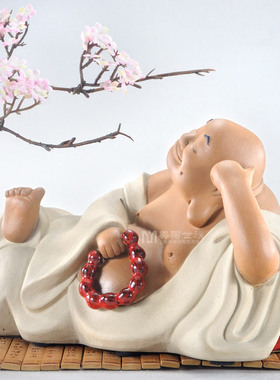 石湾陶瓷工艺酒柜门弥勒佛像摆件