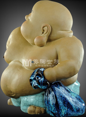 石湾陶瓷公仔大师工艺招财弥勒