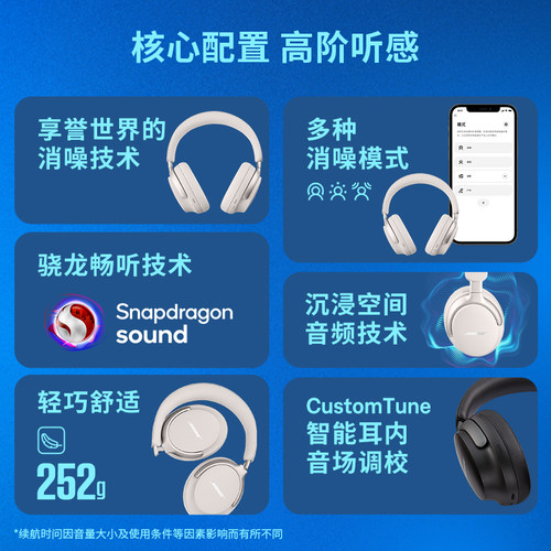 Bose QC消噪耳机Ultra 无线蓝牙降噪耳机头戴式空间音频700升级款 - 图0