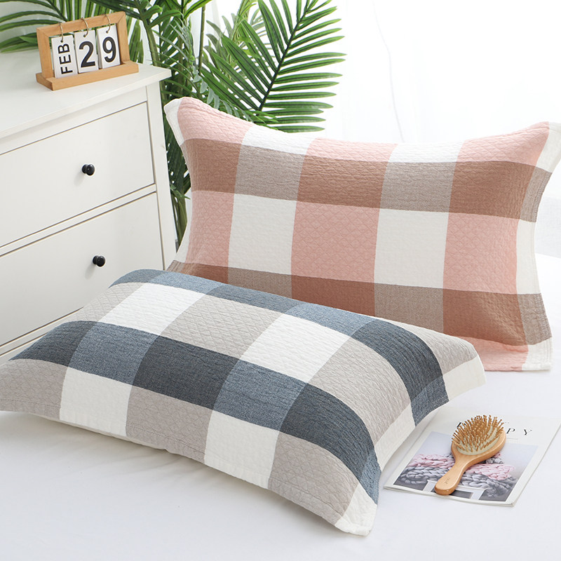 纯棉枕巾全棉纱布枕头巾一对装日式格子学生宿舍成人单人情侣盖巾,淘宝优惠券,粉丝福利购,淘宝优惠卷