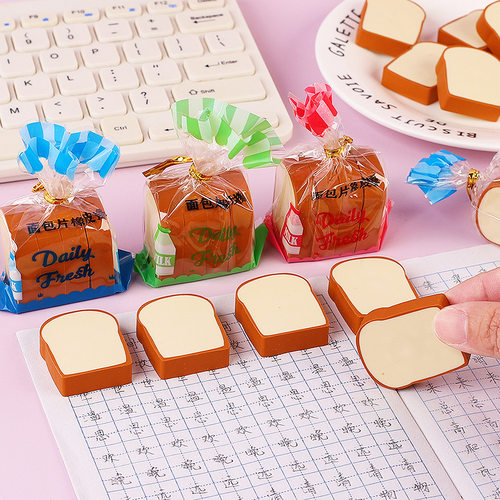 创意文具可爱吐司面包橡皮擦期末毕业学生奖励小礼物全班开学礼品 - 图2