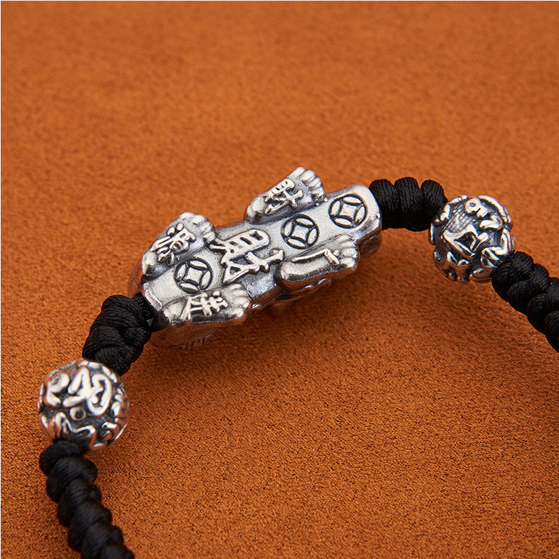 顺钦银楼做旧复古貔貅手绳999足银 顺钦银楼手链