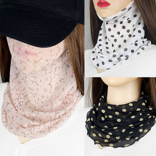 百变新款春夏季挂耳防晒面纱面罩遮脸丝巾护颈围脖套头女薄款百搭 - 图1