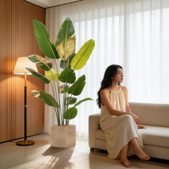 Light luxury simulated bird of paradise floor-standing ornament for living room