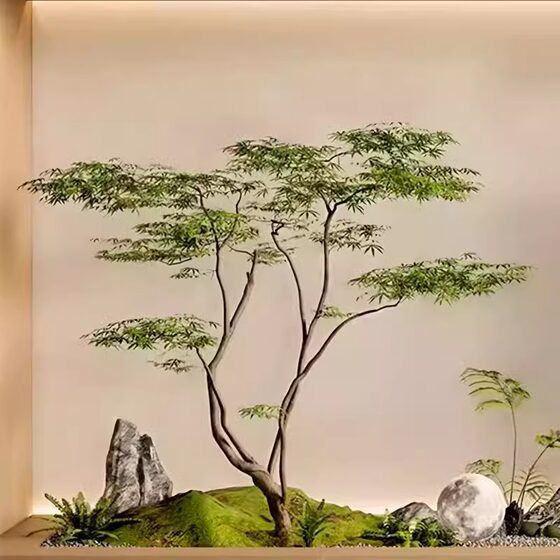 Simulated green plants living room leaves indoor and outdoor bird of paradise