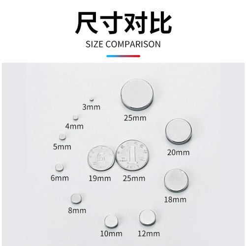 N52强磁超强磁铁吸铁石直径6-50mm高强度磁钢圆形铷钕铁硼强磁片-图2