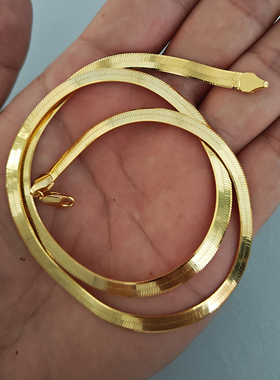 欧美纯银镀18K金刀片链简约设计