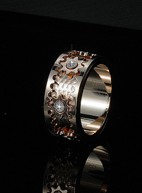 ins潮流铜合金齿轮转动戒指