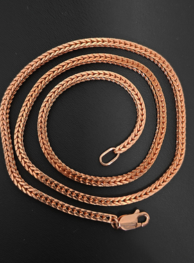 日韩时尚纯银镀玫瑰金粗款狐尾链