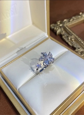 轻奢小众设计新款热门闪耀锆石镶嵌旋转风车戒指指环开口可调节