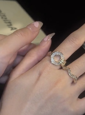 韩国东大门个性圆圈戒指开口可调节小众设计感锆石轻奢食指戒指环