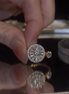 圆形锆石旋转戒指开口可调节轻奢小众淑女精致时尚小清新高级感