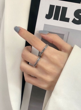 s925纯银钱多多麻将复古做旧戒指