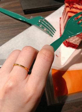 女混合材质日韩古法素圈光面