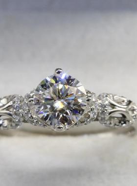 纯银1克拉莫桑石钻戒指婚庆饰品