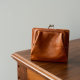 Cowhide gold short wallet for women