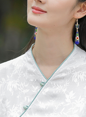 古风耳环珐琅彩耳坠女复古气质配旗袍古典汉服2022新款中国风耳饰