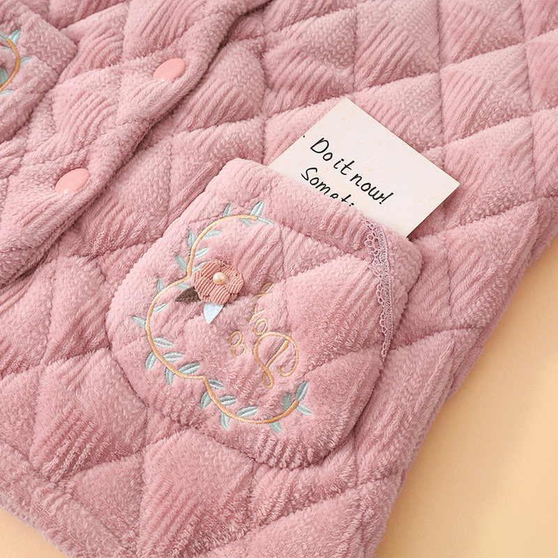 睡衣女士冬季加厚加绒保暖三层夹棉袄中老年妈妈套装珊瑚绒家居服,淘宝优惠券,粉丝福利购,淘宝优惠卷