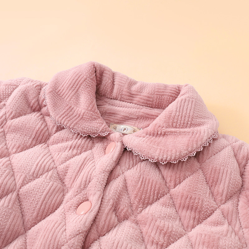 睡衣女士冬季加厚加绒保暖三层夹棉袄中老年妈妈套装珊瑚绒家居服,淘宝优惠券,粉丝福利购,淘宝优惠卷