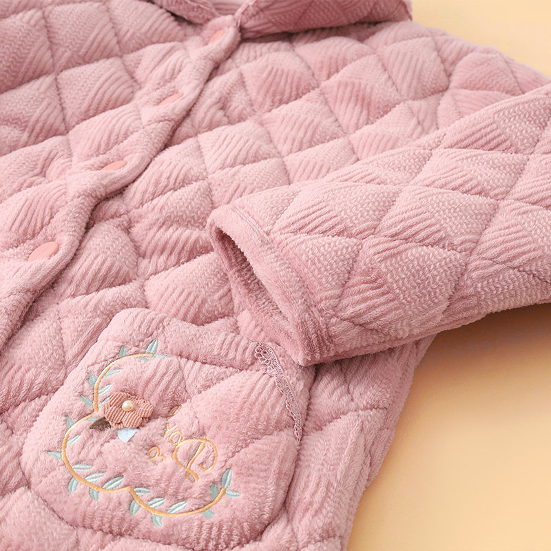 睡衣女士冬季加厚加绒保暖三层夹棉袄中老年妈妈套装珊瑚绒家居服,淘宝优惠券,粉丝福利购,淘宝优惠卷