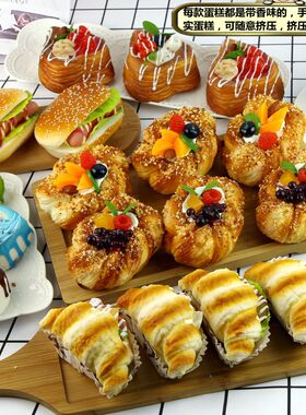 长条法棍面包蛋糕食物模型慢回弹食品烘培店铺展厅橱窗装饰道具
