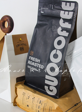 法式意式美式咖啡豆袋装软装饰品样板间厨房现代摆件设计拍摄影