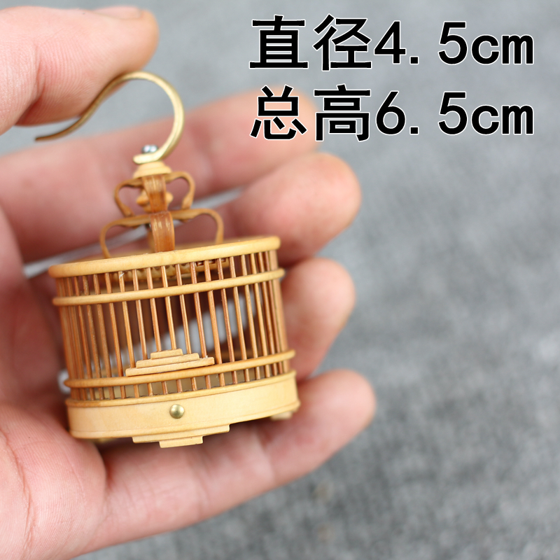 蝈蝈笼竹蛉笼蚂蚱扎嘴笼手工鸣虫笼蛐蛐文玩收藏鸟笼黄杨木竹蛉笼 - 图0