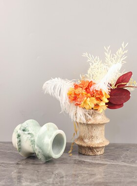现代简约感大理石竹节小花瓶桌面摆件客厅卧室玄关家居装饰品