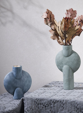 陶瓷花瓶复古家居饰品摆件电视柜书柜样板房软装装饰干花鲜花插花