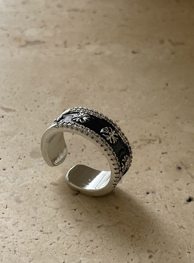 安哥拉红锆石拼接戒指新款小众高级感简约百搭食指戒复古秋冬配饰