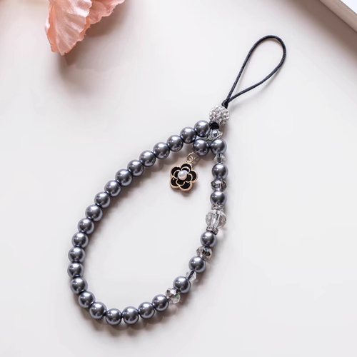 高级感女款苹果手机手腕挂绳挂链串珠轻奢时尚带钻夹片壳手提挂饰 - 图1