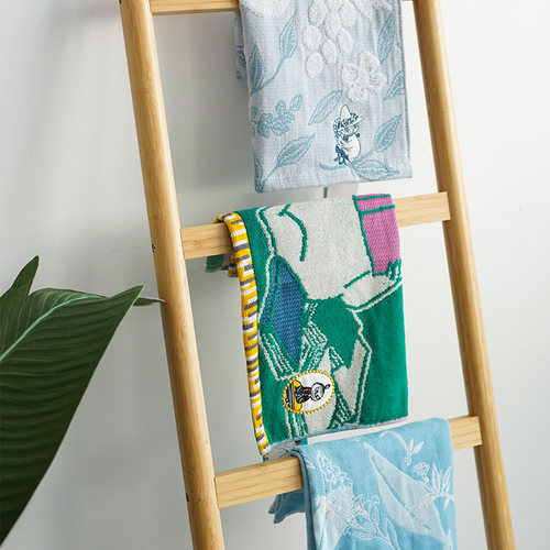 日本毛巾美术馆纯棉毛巾新疆棉姆明MOOMIN家用吸水洗脸儿童小方巾 - 图2