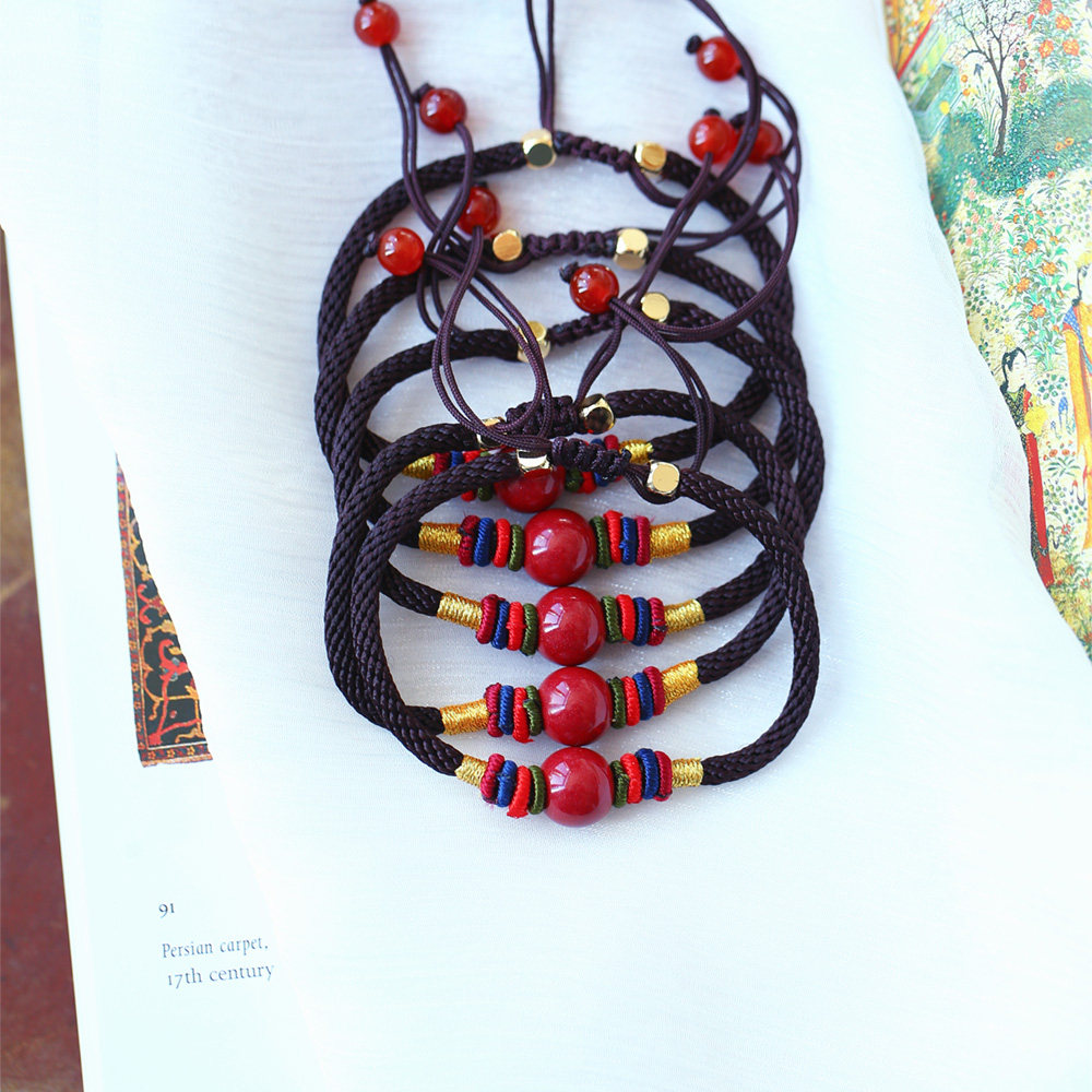 福利 原矿朱砂紫晶砂圆珠原创红绳手编手串 女款朱砂手链饰品,淘宝优惠券,粉丝福利购,淘宝优惠卷