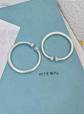 999复古光面南瓜头款足银手镯