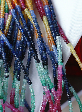 天然红蓝宝石祖母绿切面盘珠项链