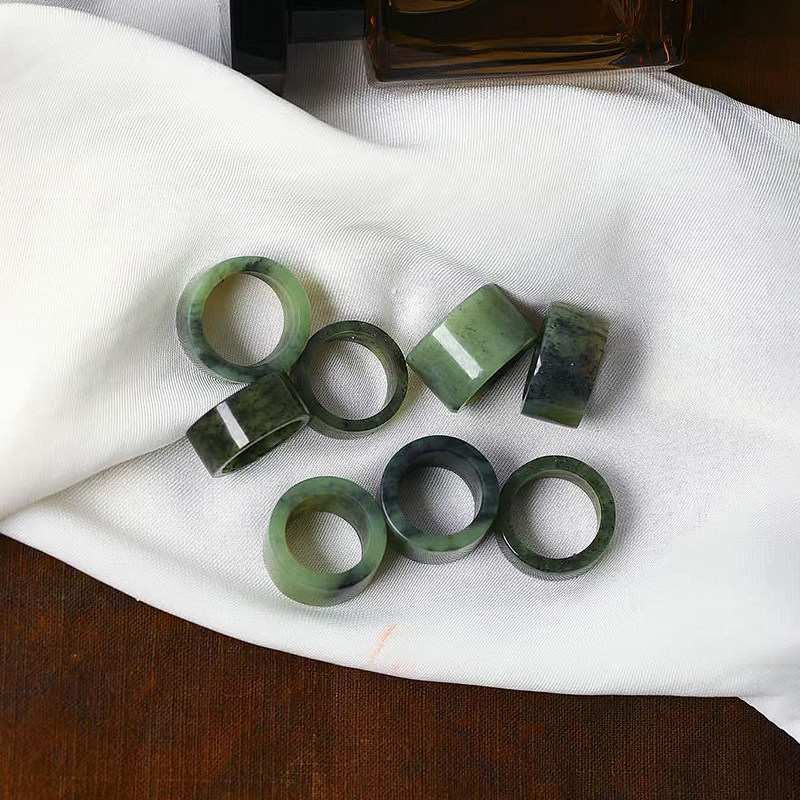 天然和田玉新疆料青花墨玉料扳指戒指指环 男女玉石戒指饰品礼物,淘宝优惠券,粉丝福利购,淘宝优惠卷