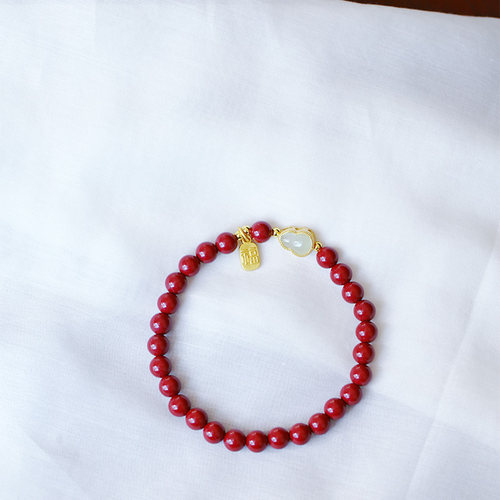 精品朱砂 天然原矿精品紫金砂原创款手链 男女款朱砂本命年饰品 - 图0