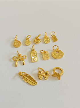 925纯银镀金古法金款吊坠挂坠